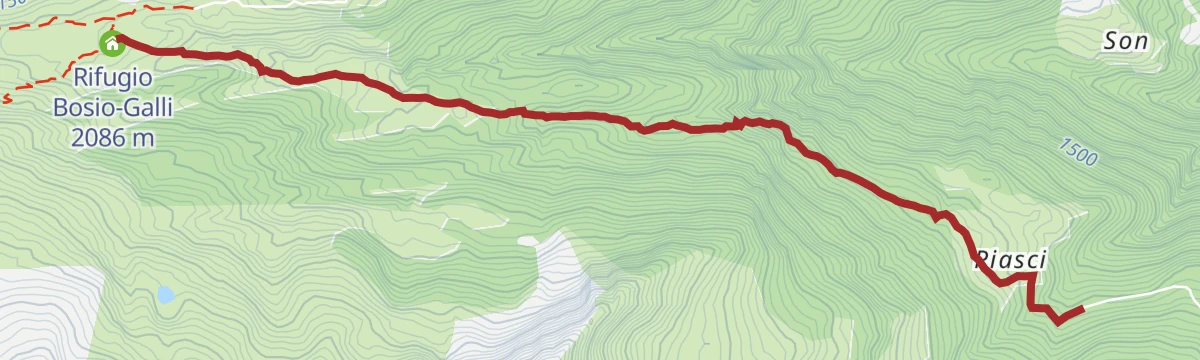 Route map: Bosio-Galli Refuge (from Piasci)